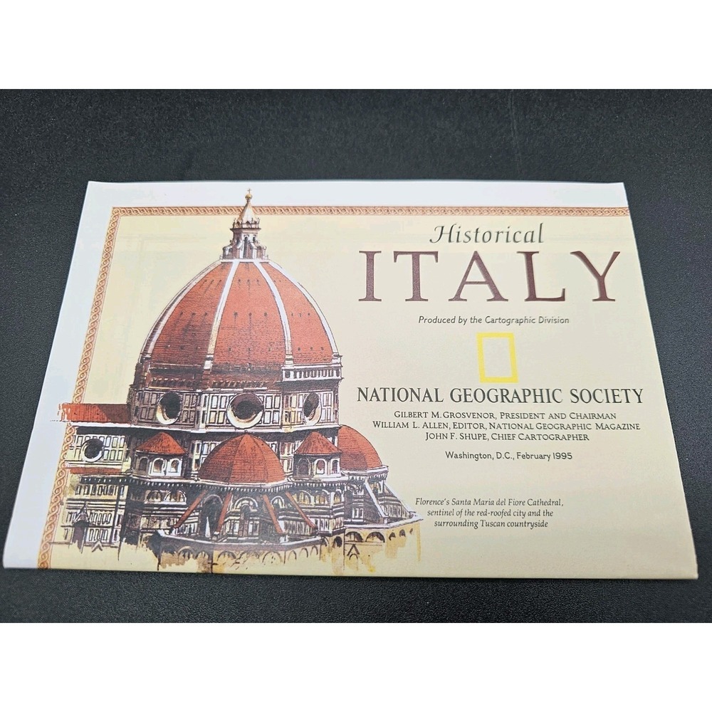 National Geographic Map Of Historical Italy February 1995 ~34"x24"